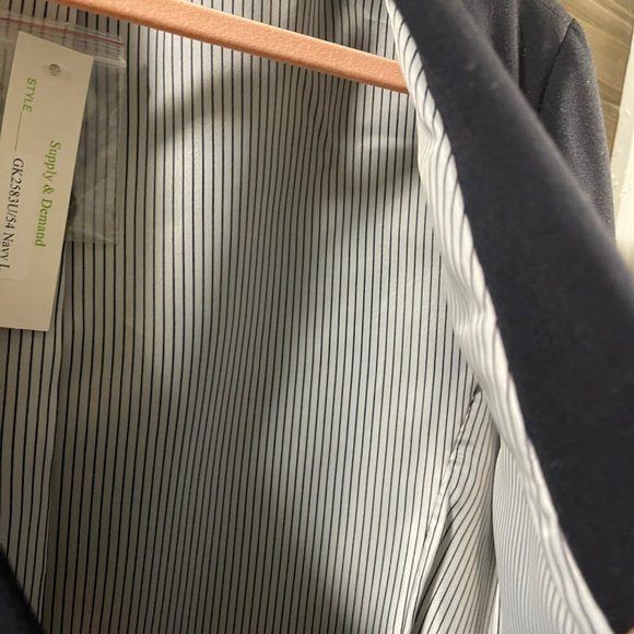 SUPPLY & DEMAND Navy Single Breasted School Boy Long Line Blazer Women L - Picture 8 of 13